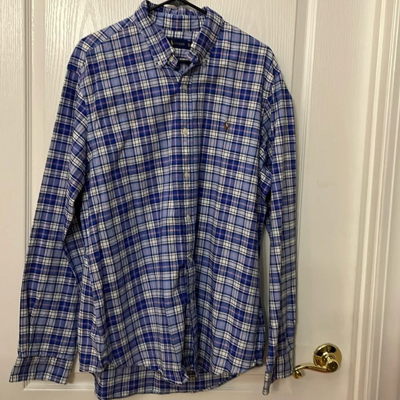 Ralph Lauren Other - Ralph Lauren Button Down Dress Shirt Mens Size XL 100% Cotton Blue Plaid